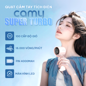 Alternative view of Quạt cầm tay Camy Super Turbo máy quạt tích điện mini 100 tốc độ gió 4000mAh màn hình led