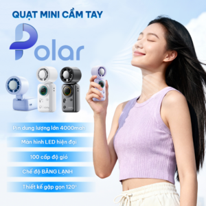 Alternative view of Quạt cầm tay tích điện Camy Polar Mini, quạt mini băng lạnh 100 tốc độ gió màn hình led BH 6 tháng
