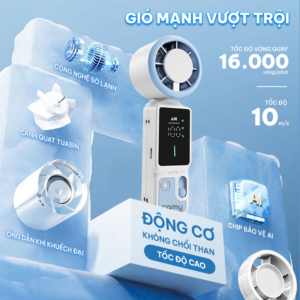 Alternative view of Quạt cầm tay tích điện mini băng lạnh 100 tốc độ gió màn hình led Camy Zeno