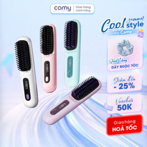 Lược điện chải tóc không dây ion âm Camy SupperHeat chăm sóc tóc mềm mượt, gỡ rối làm nóng nhanh 20s